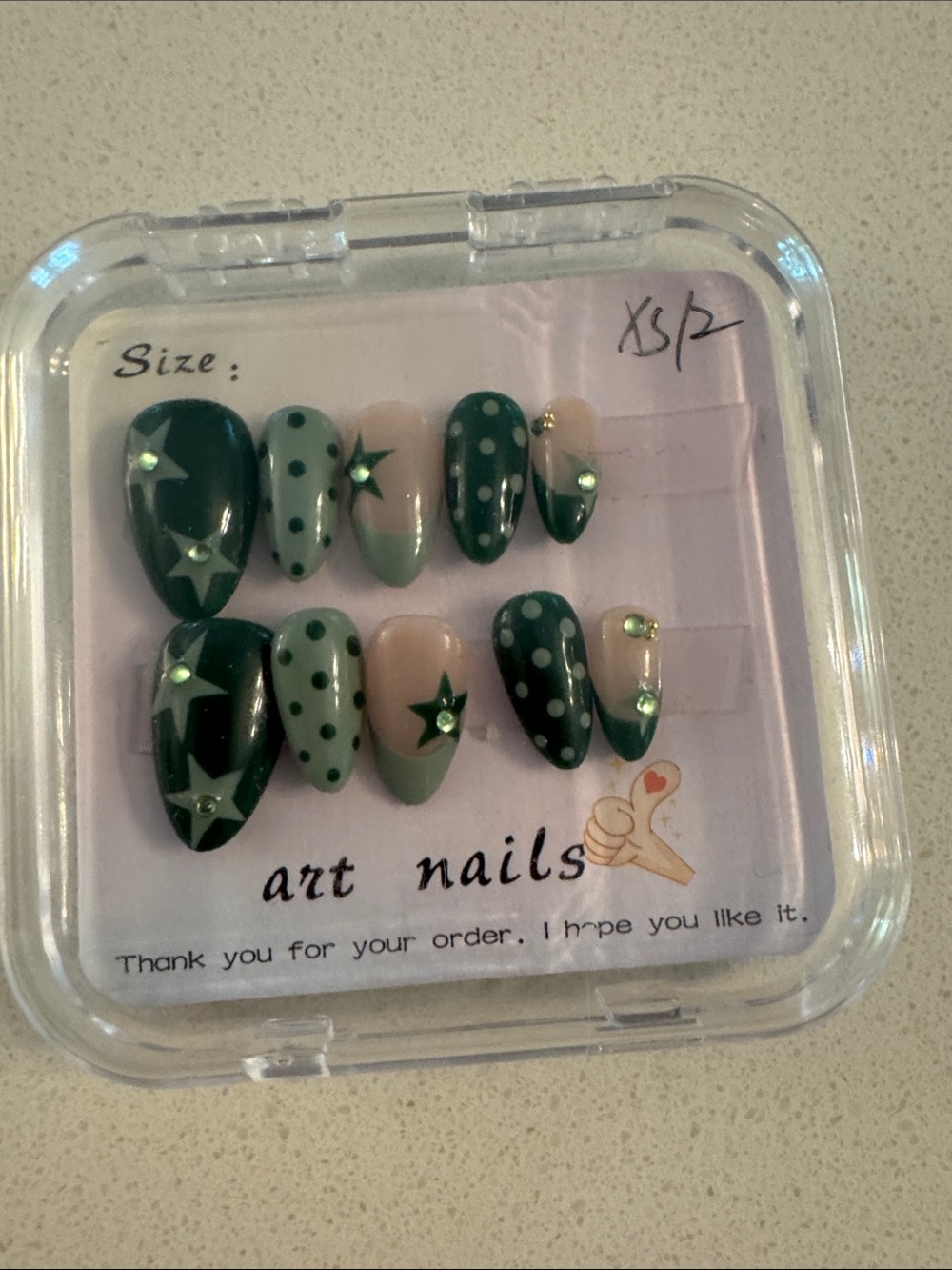 Green Star & Polka Dot Press-On Nails -